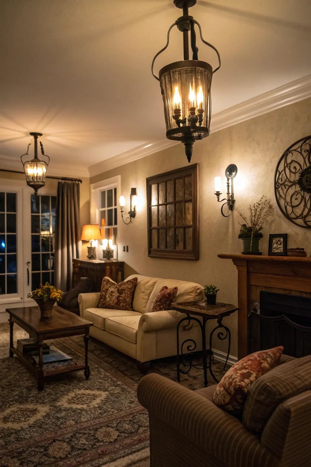 Dim lighting creates a cozy and intimate speakeasy ambiance.
