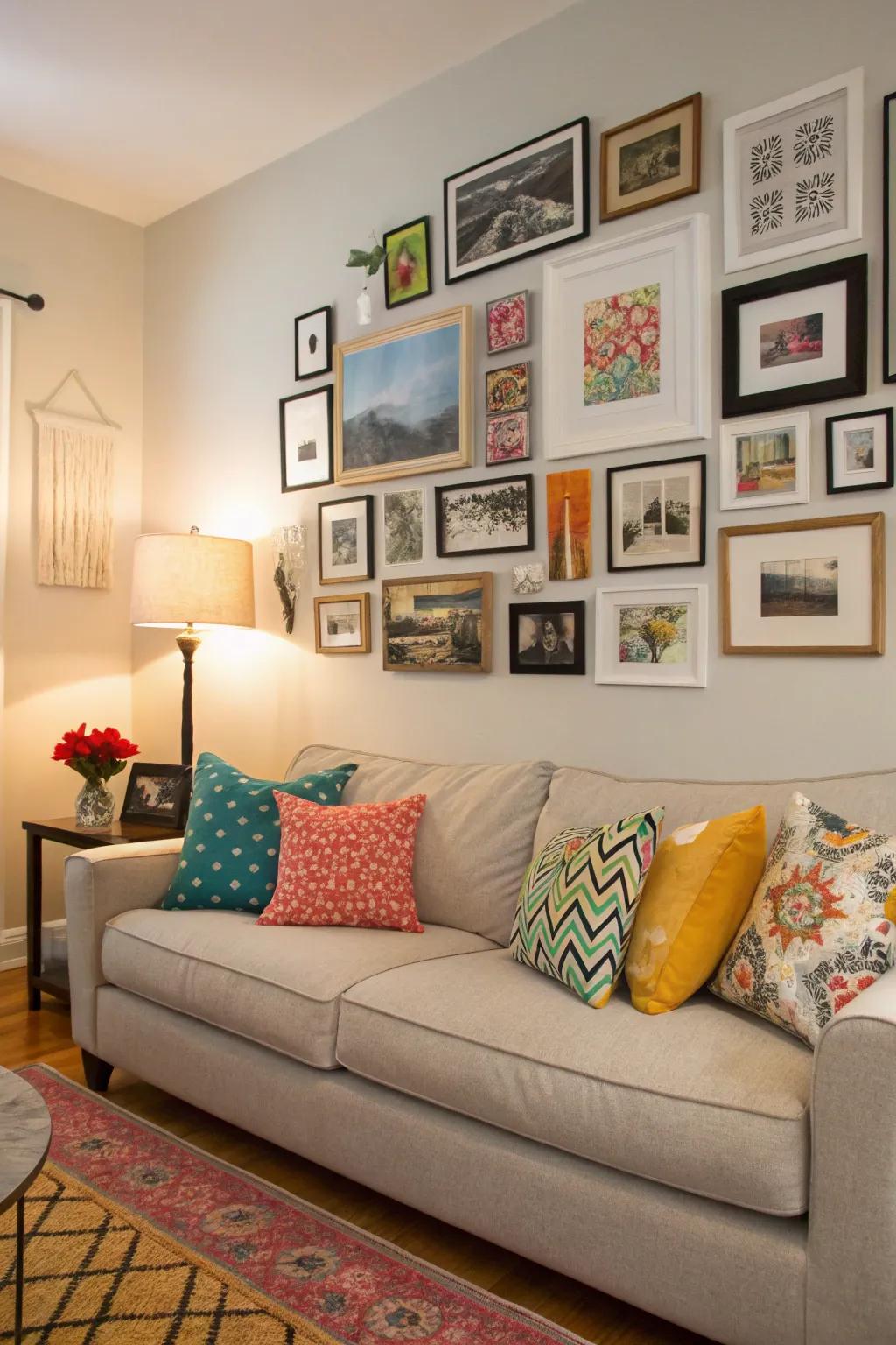 A personalized gallery wall adds character and charm.