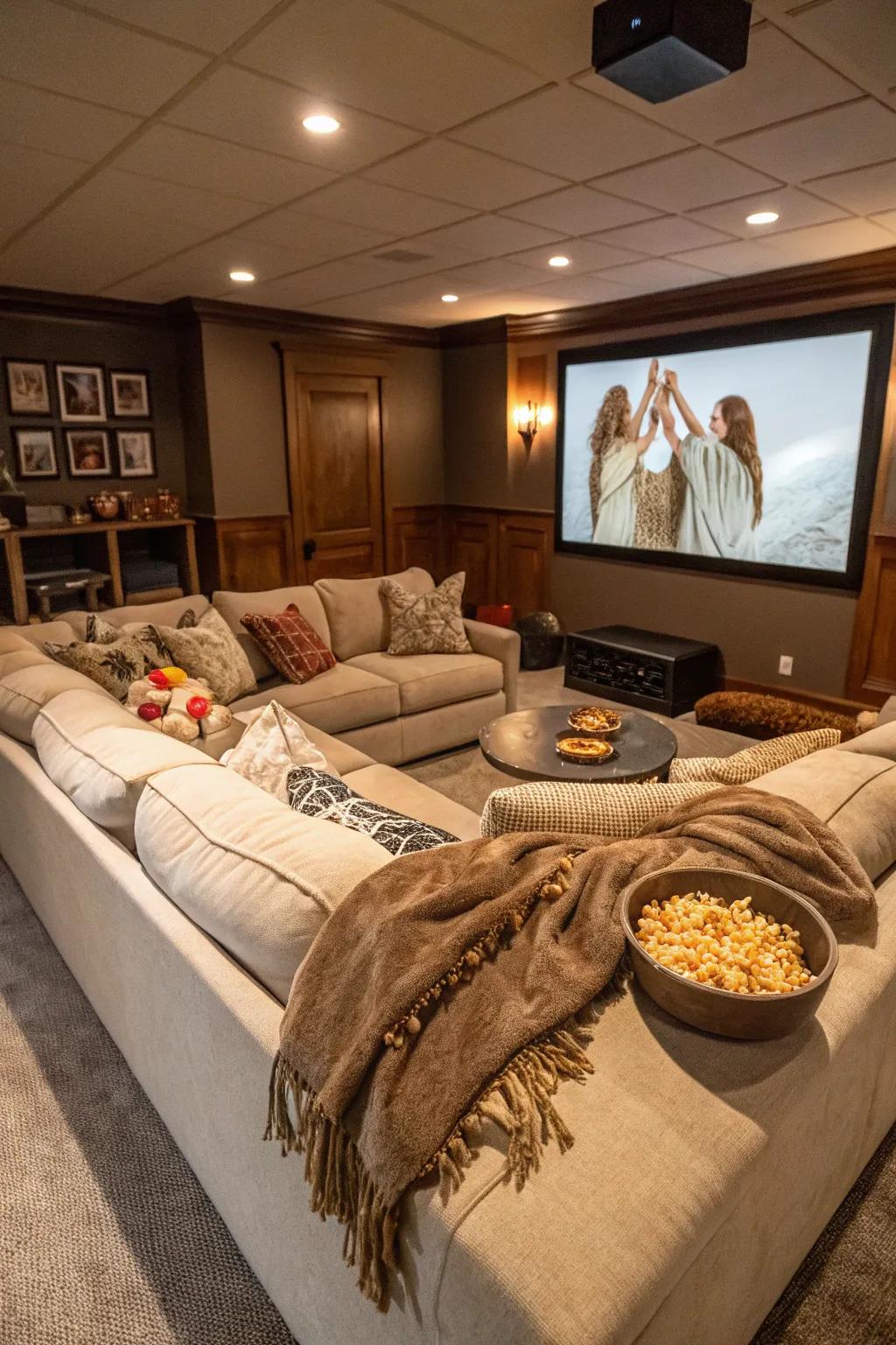 Plush seating is a must for an ultimate home theater experience.