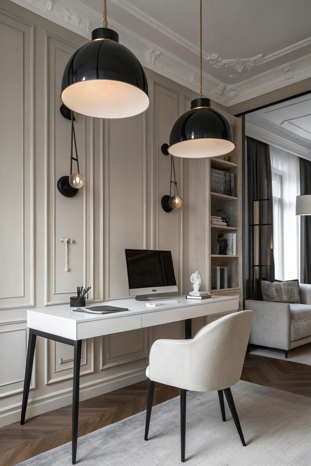 Achieve a modern minimalist look with clean-lined pendant lights.