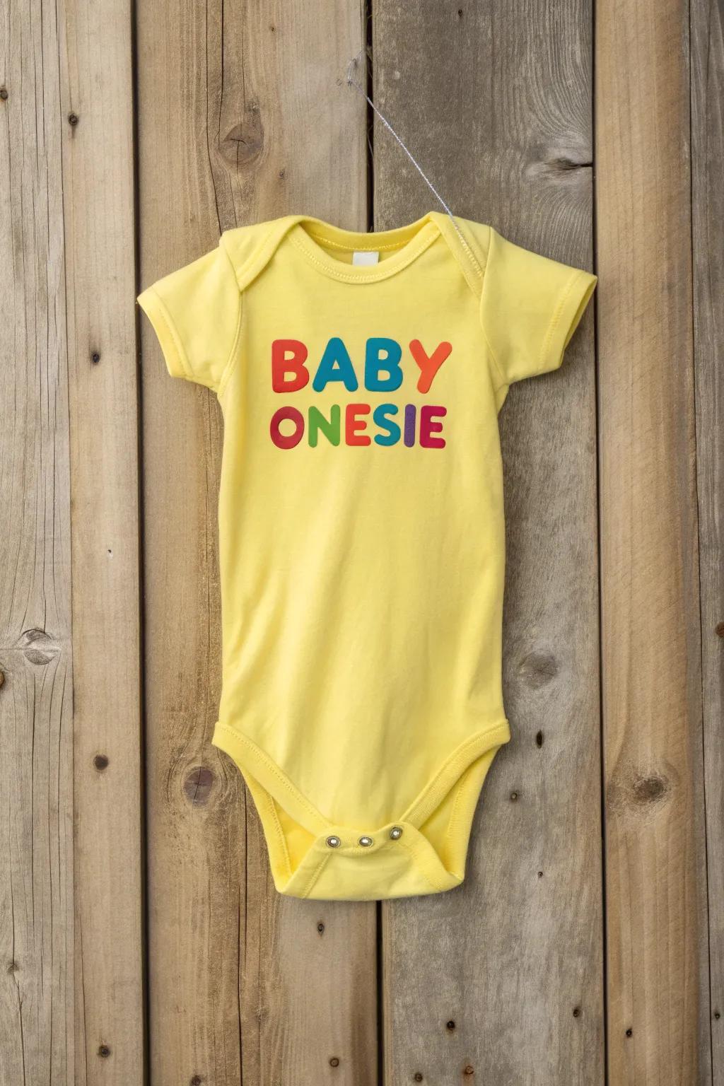 A playful onesie with a funny phrase, perfect for a laugh.