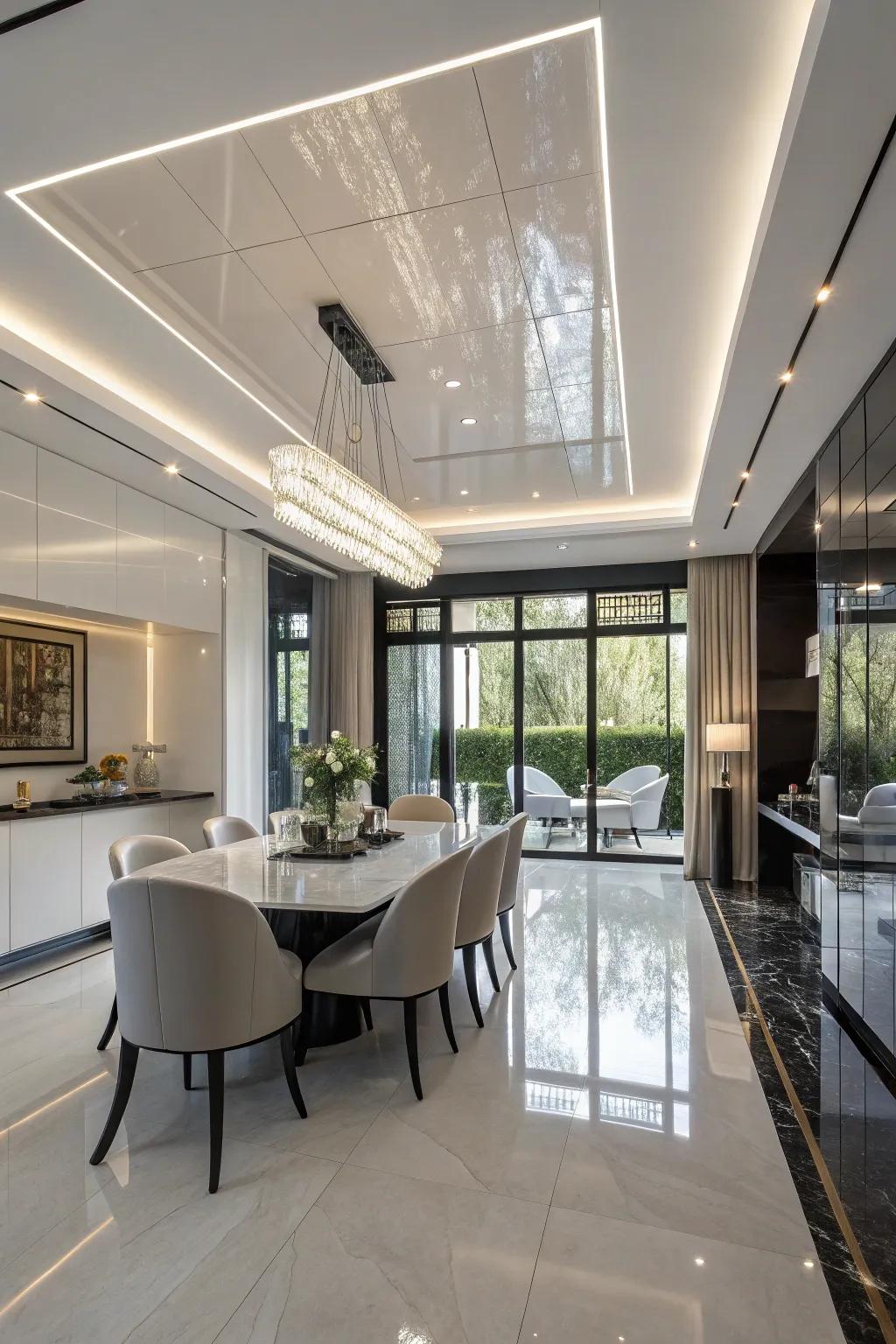 High-Gloss Ceilings for a Luxurious Touch