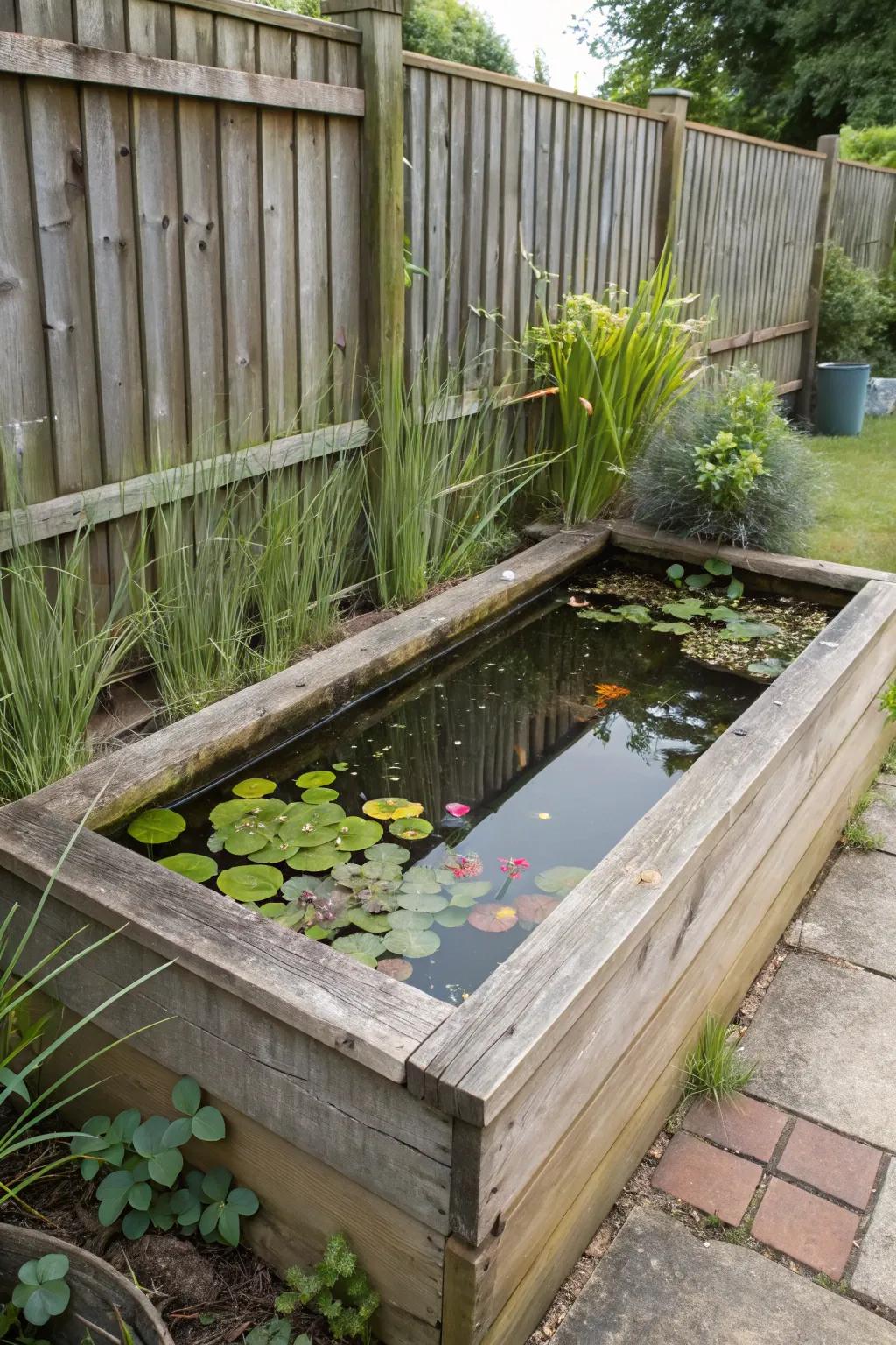 Elegant and space-efficient, the rectangular pond brings a modern feel.