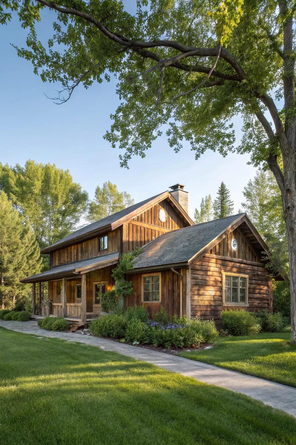 Classic wood siding adds timeless appeal to this ranch house.