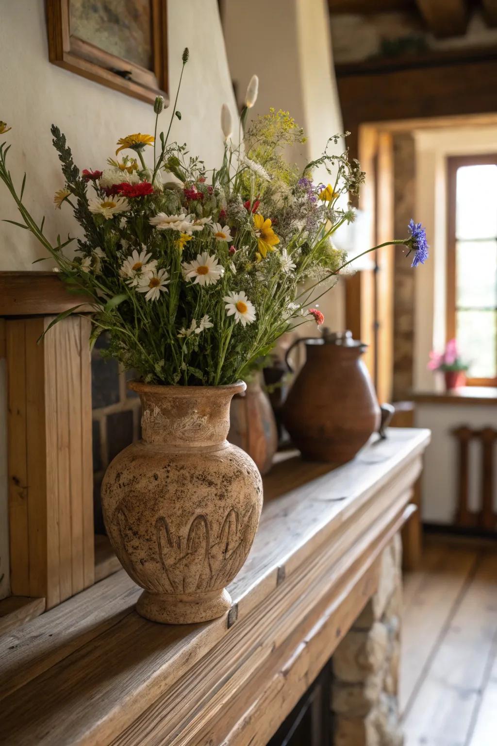 Clay pottery vases offer a timeless rustic charm.