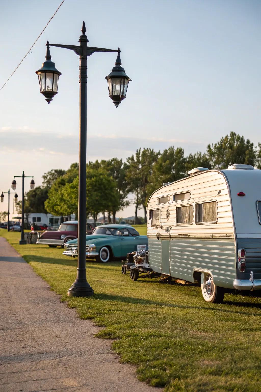 Classic aluminum siding offers a nostalgic touch to your RV.