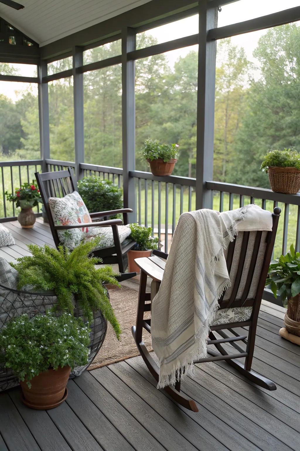 A classic comfort design for your screened-in deck.