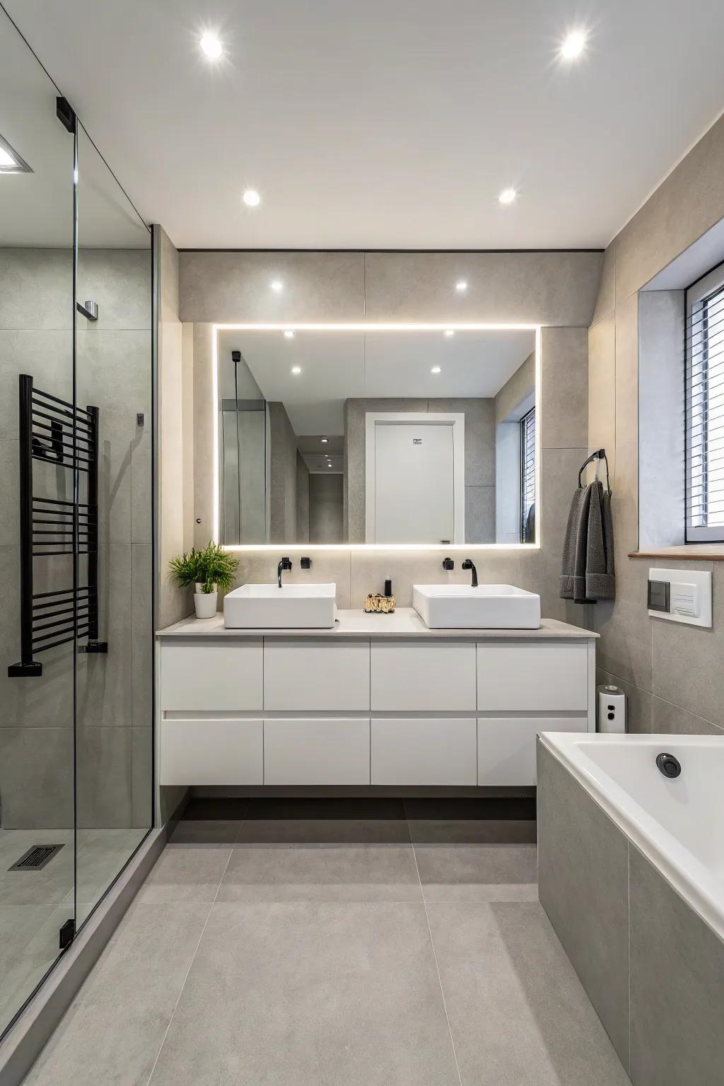 Minimalist bathroom showcasing simplicity and elegance.