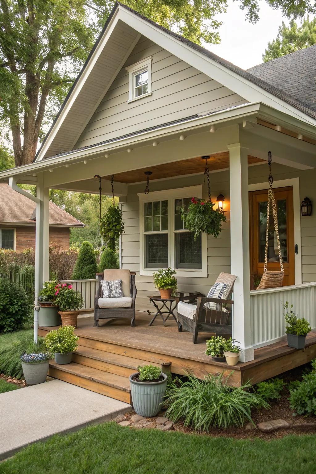 A small front porch can offer a warm welcome and a perfect spot for relaxation.