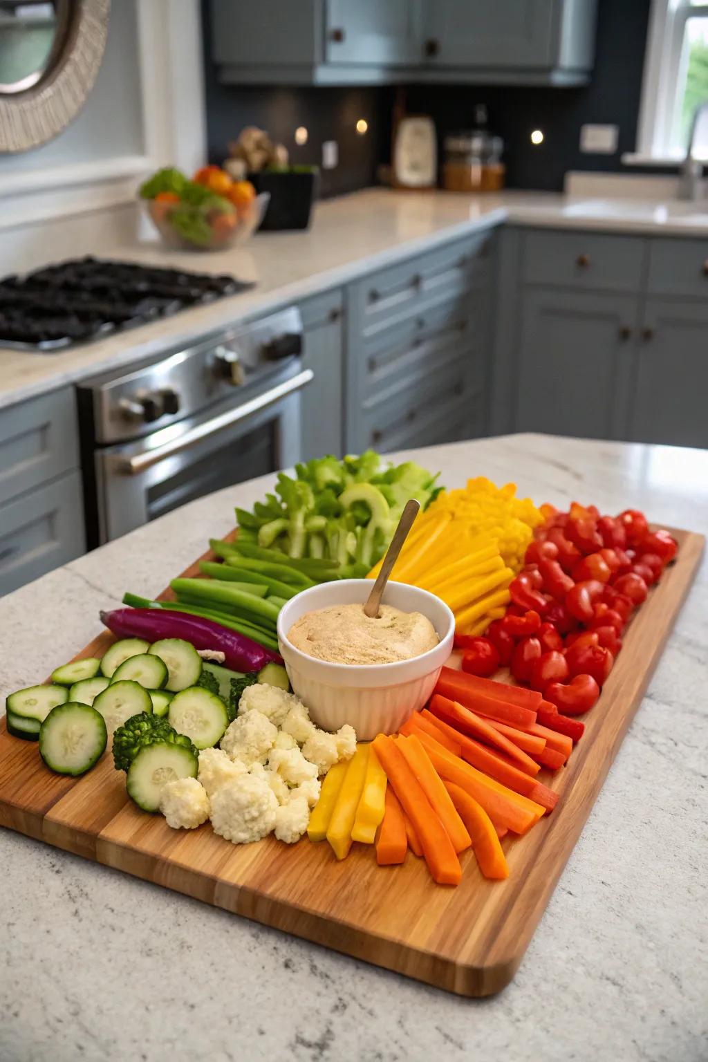 A rainbow veggie platter that's as delicious as it is beautiful.