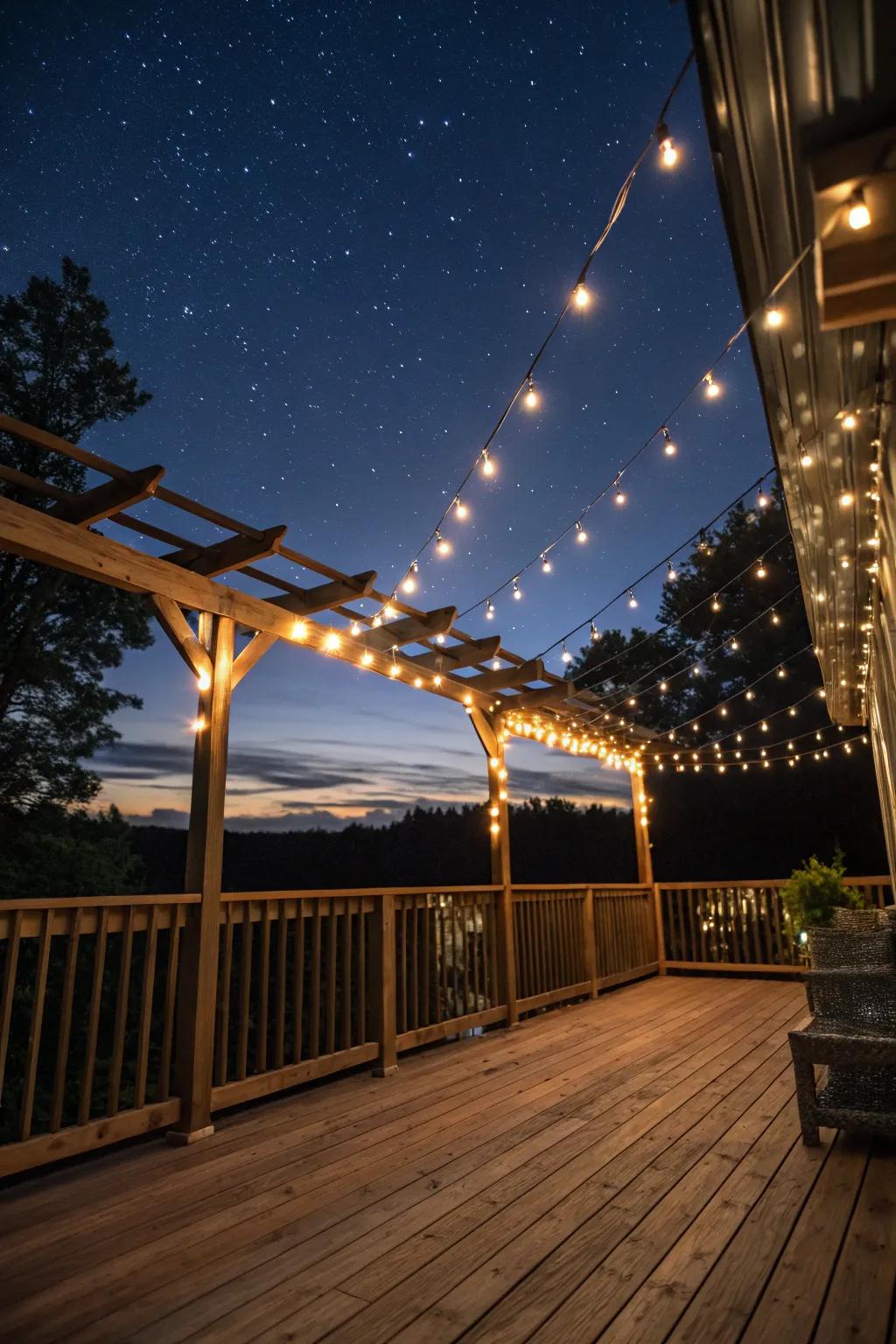 Solar string lights bring a magical glow to any deck.