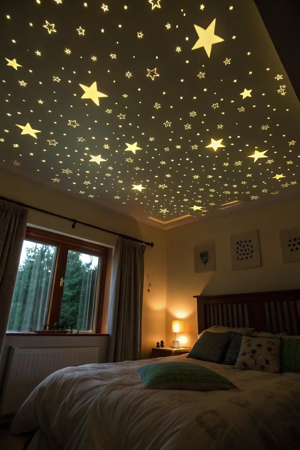 A celestial ceiling that brings the night sky indoors.