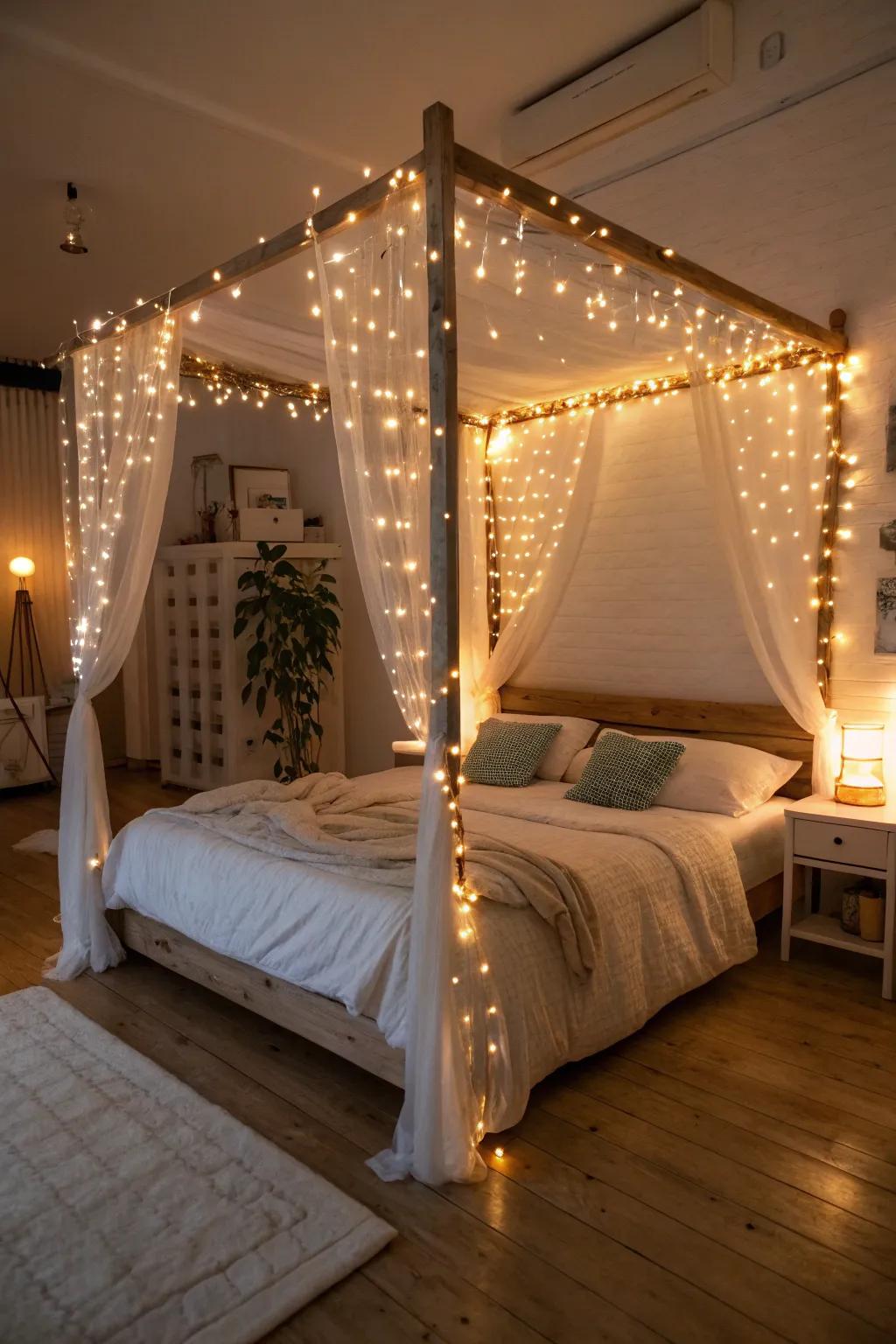 Create a magical atmosphere with string lights.
