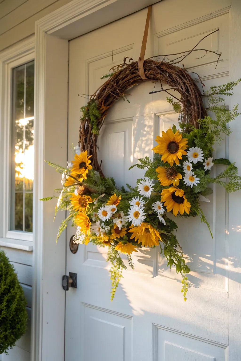 Brighten your entryway with classic summer blooms.