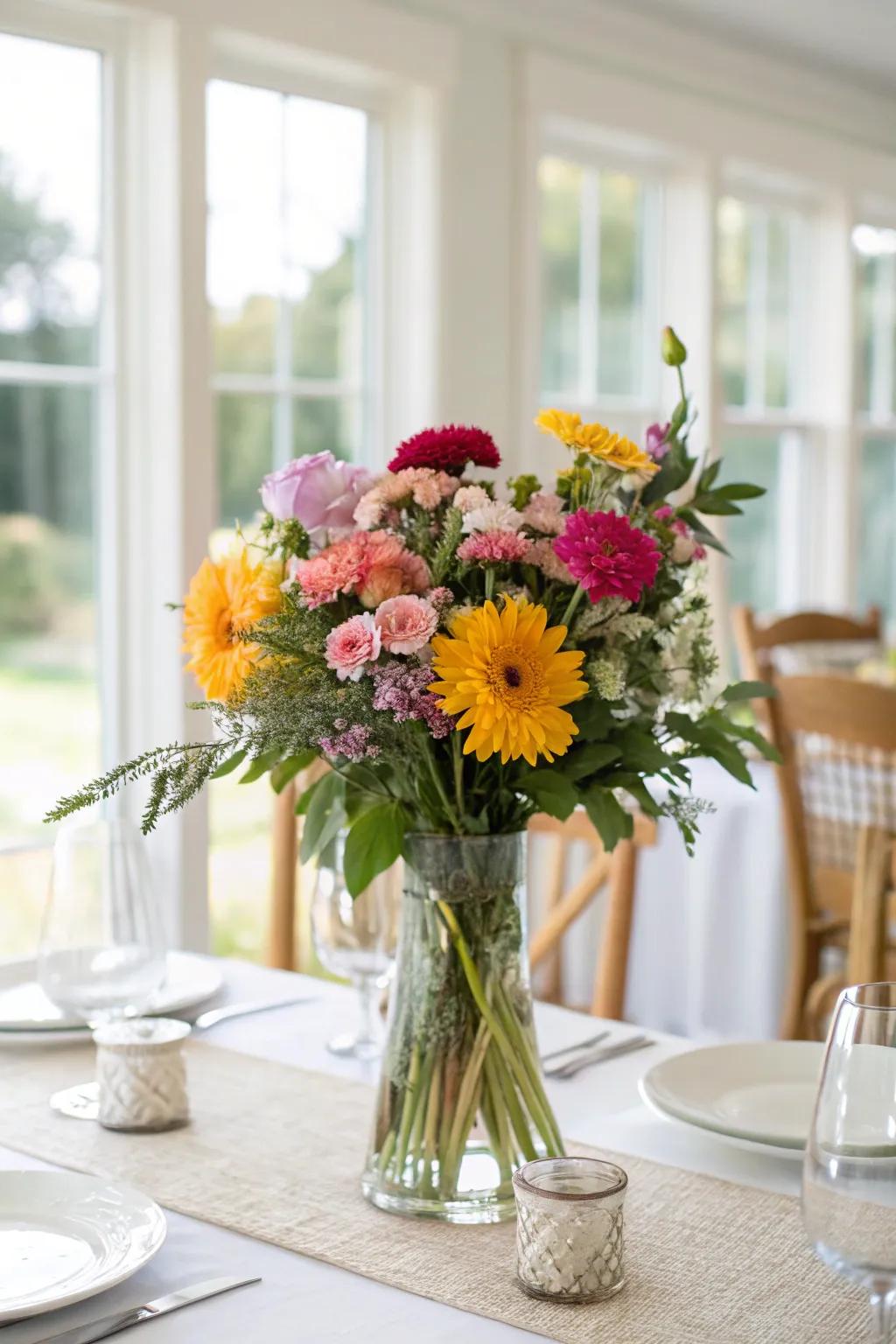 Vibrant floral arrangements bring life and color to your table.