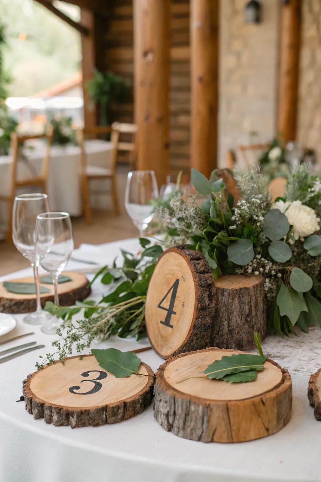 Rustic wooden discs add charm to any rustic-themed event.