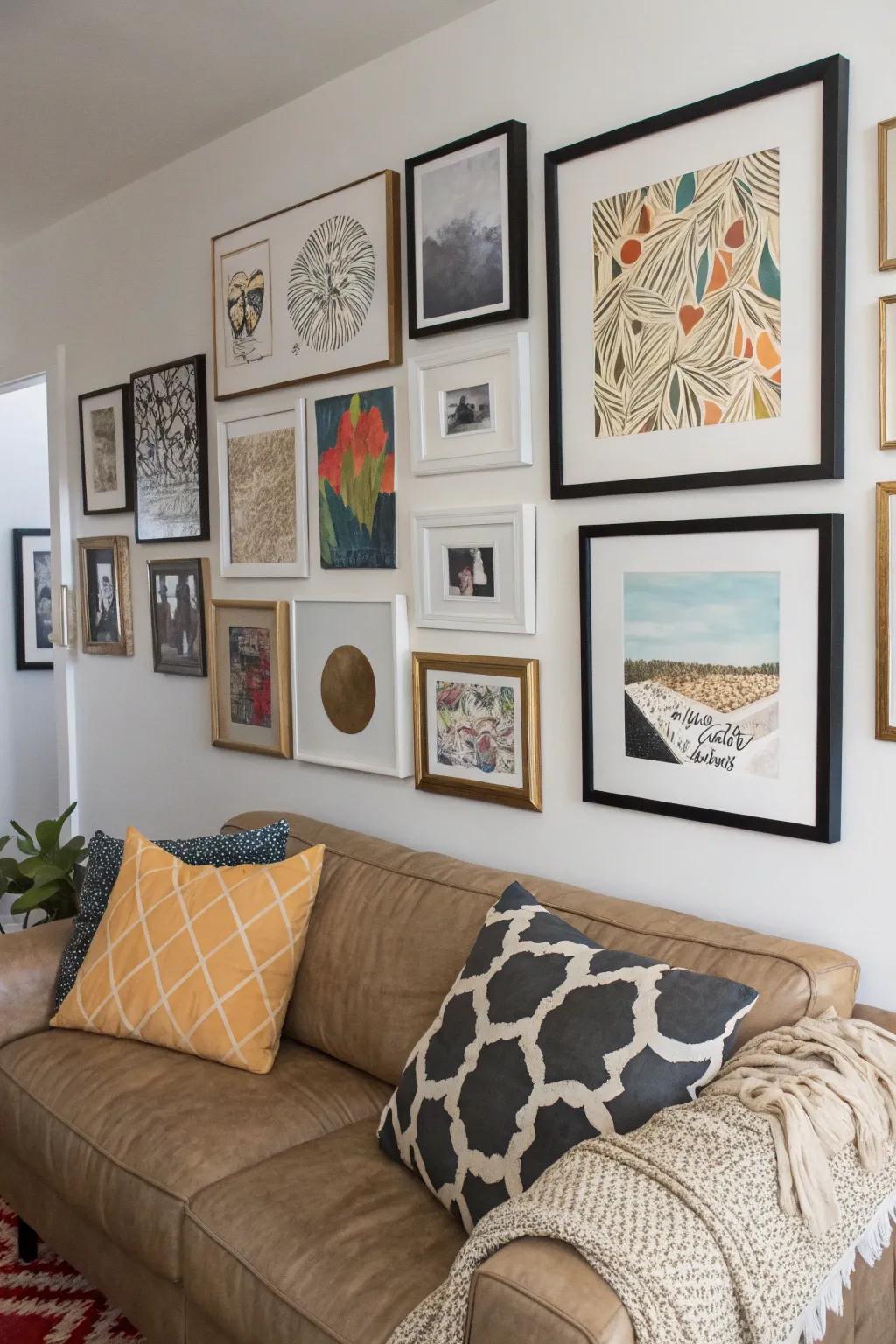 A vibrant gallery wall that tells a personal story.