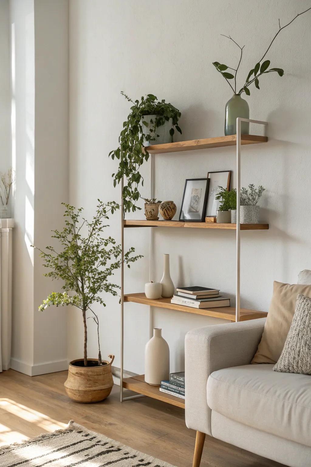 Embrace simplicity with minimalist shelves.