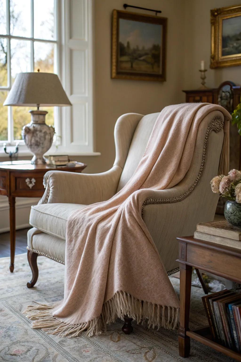 A touch of warmth and luxury for her favorite chair.