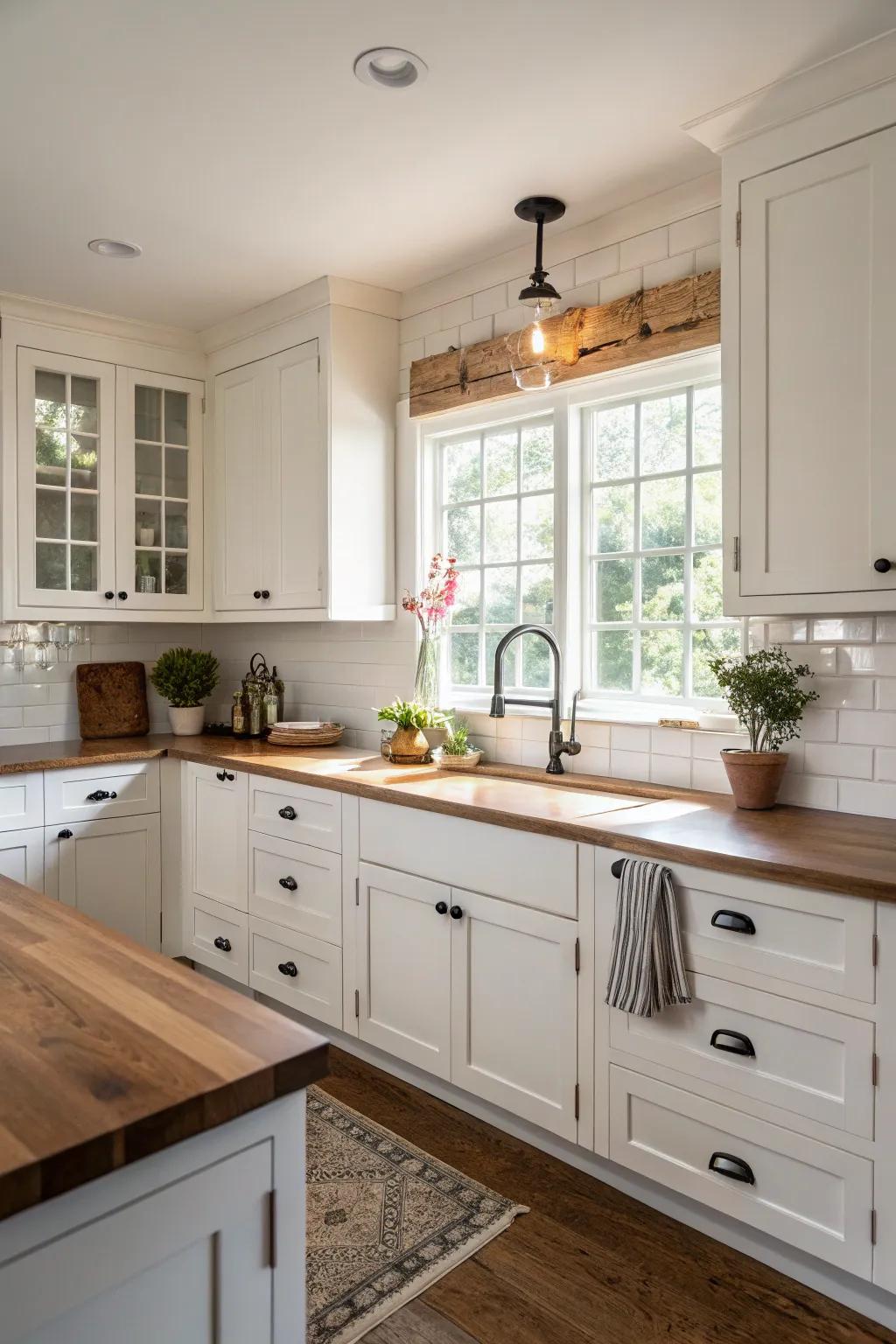 Classic white shaker cabinets bring a timeless feel to this kitchen.