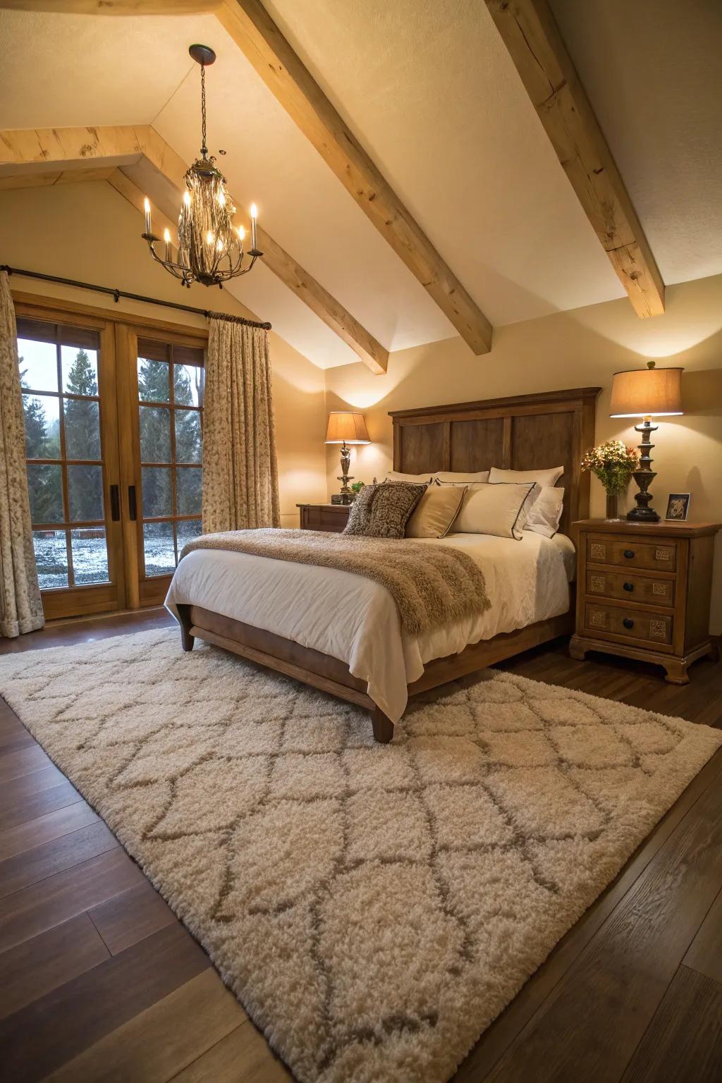 A cozy rug defines the space and adds warmth.