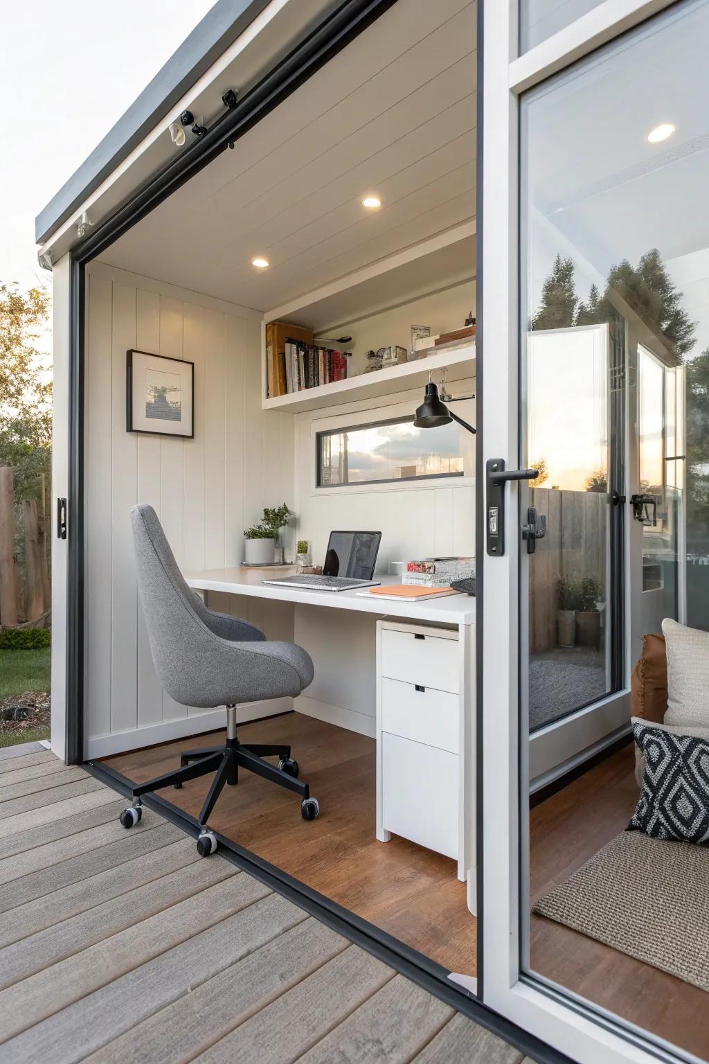 A flexible office space adapts to your work-from-home needs in an ADU.