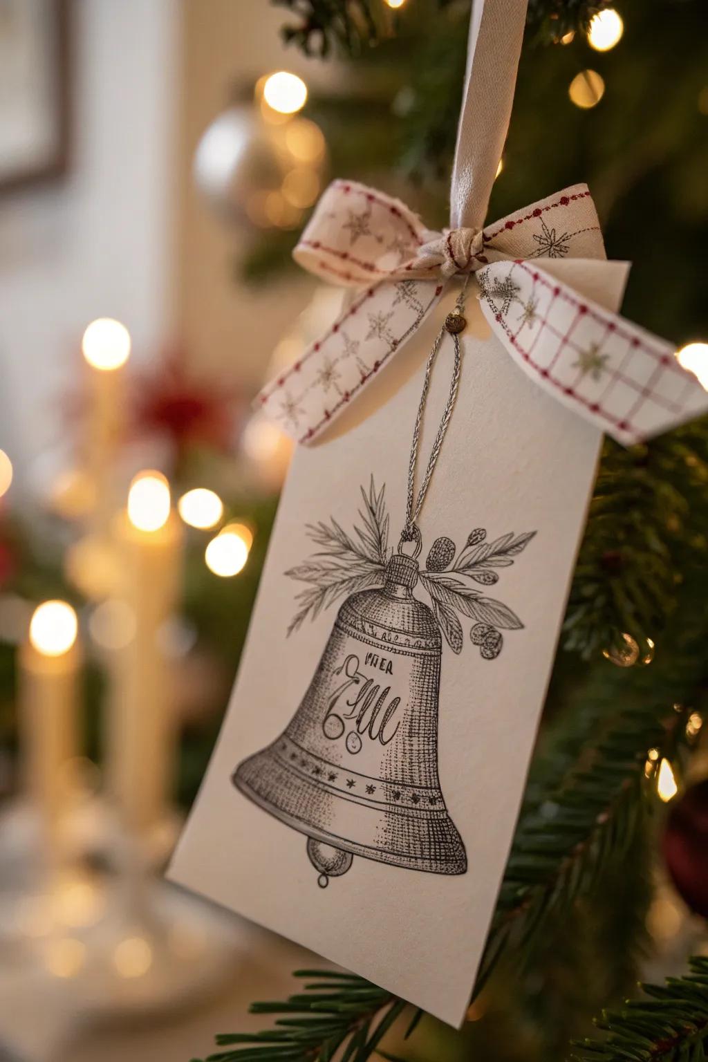 A festive bell with ribbon drawing.