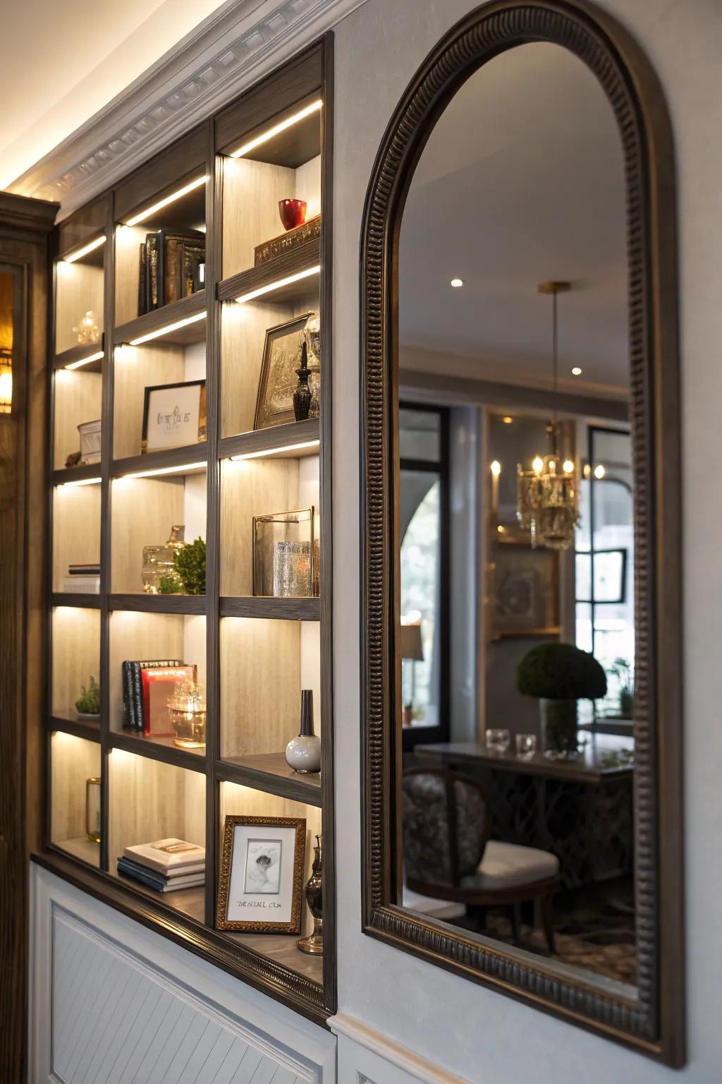 Use mirrors to create depth and reflect light in your alcove.