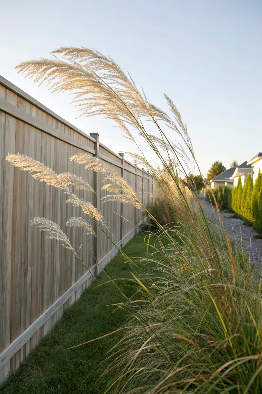 Ornamental grasses bring texture and movement.