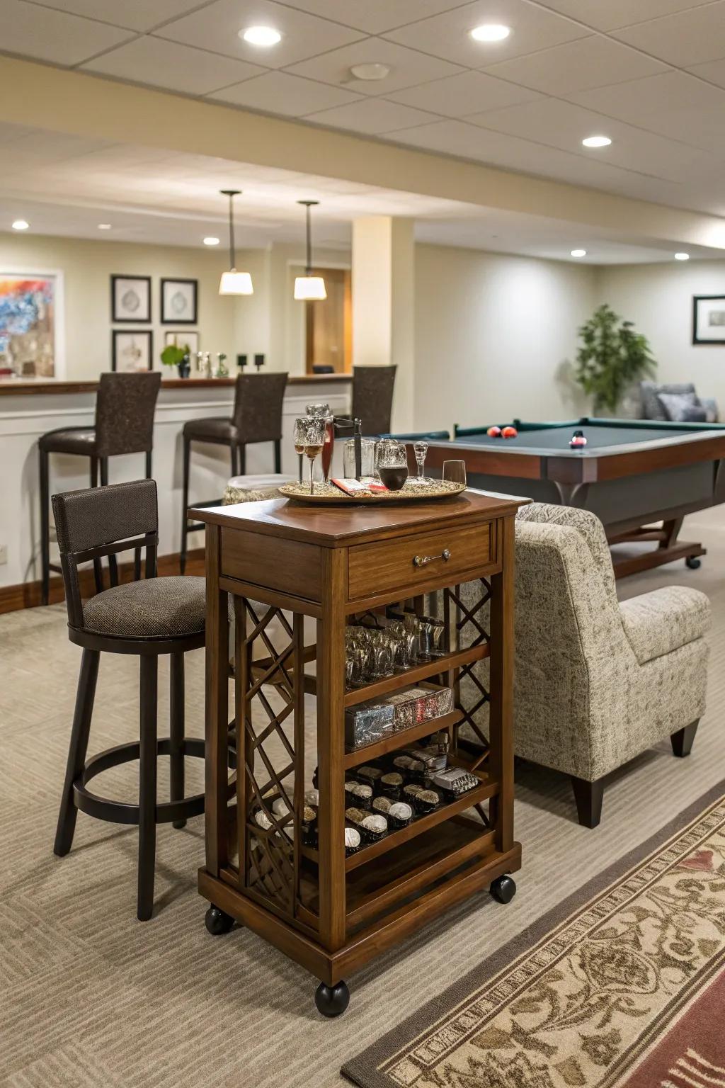 A bar area can elevate your game room, making it perfect for entertaining.