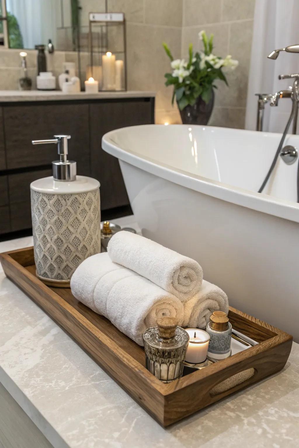 Combine elegance and functionality with a stylish towel display.