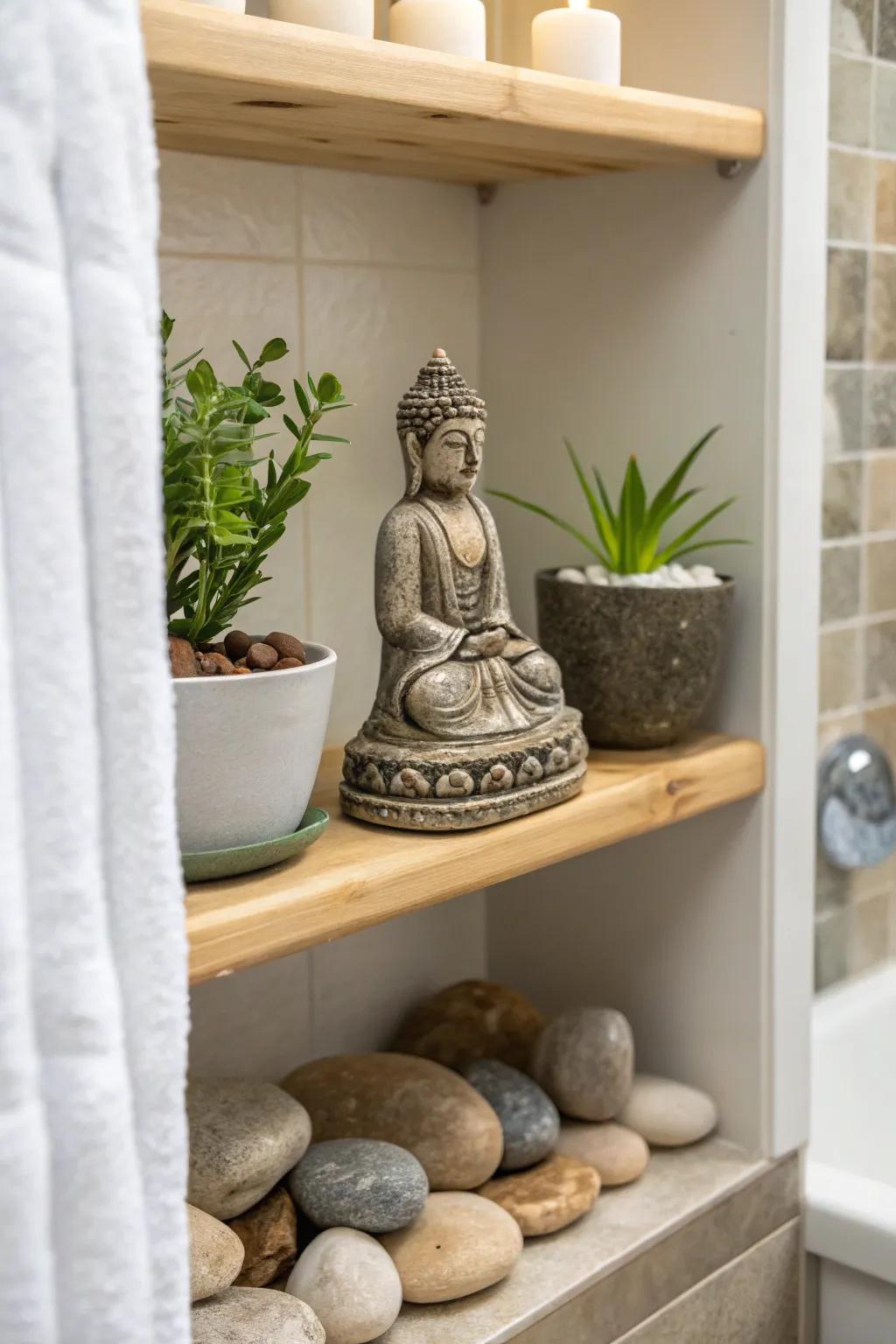 A Zen corner brings peace and tranquility.