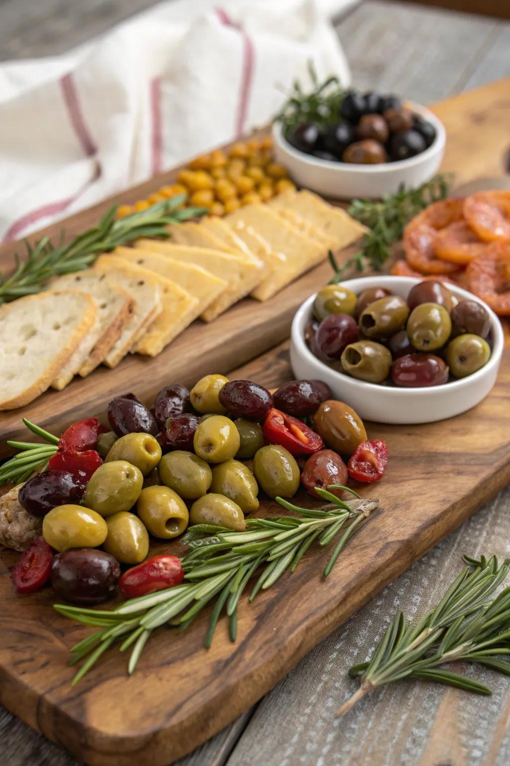 Briny olives add a Mediterranean flair to your BBQ board