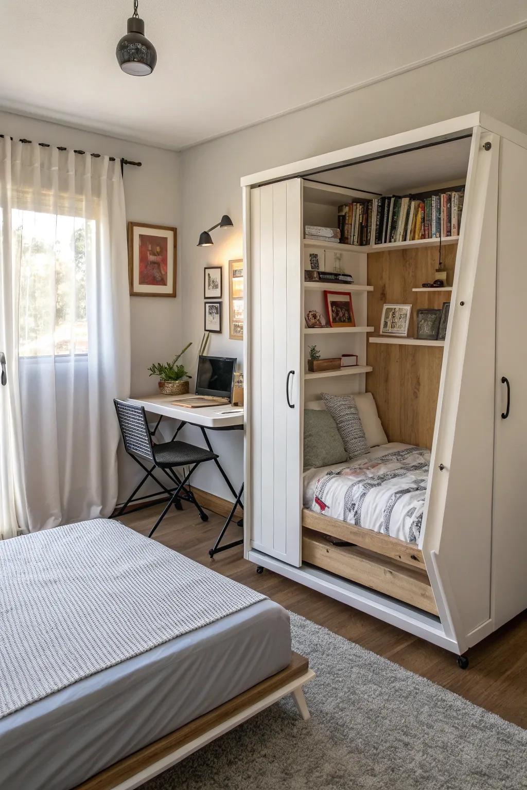 Transform a small room with a space-saving Murphy bed.