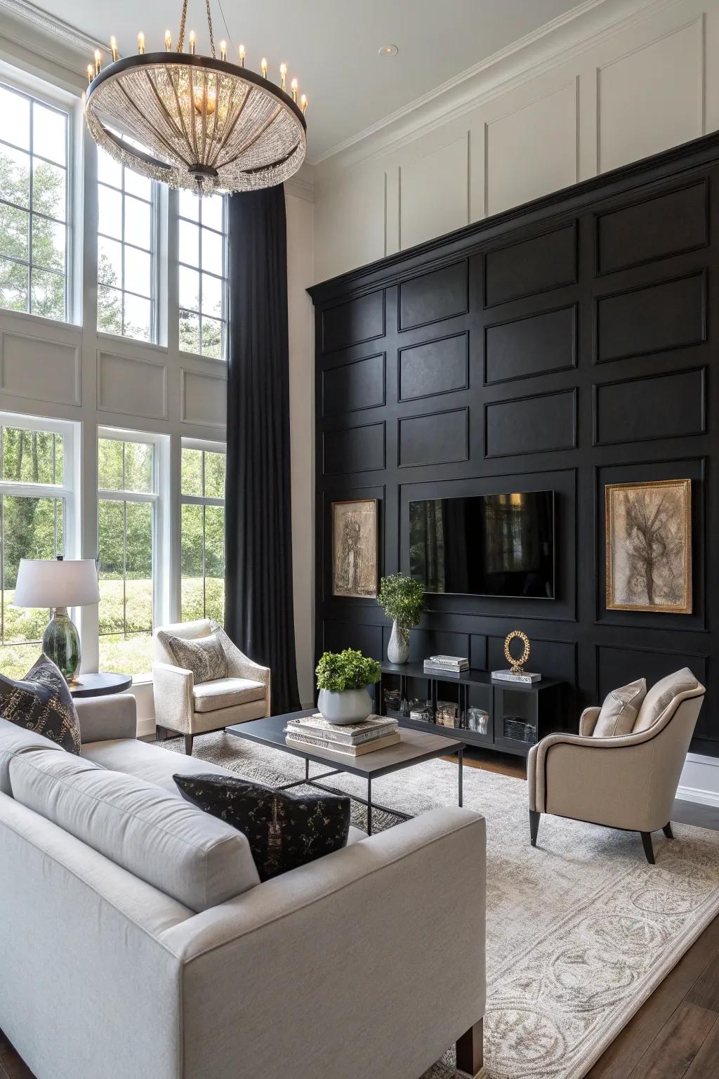 Create drama with a black accent wall