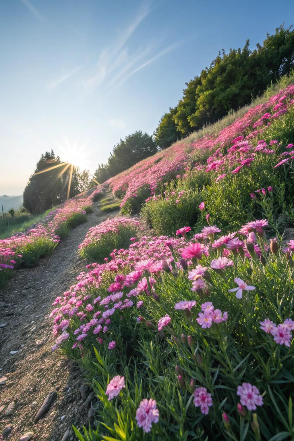 Bath's Pink Dianthus thrives in sunny, hot conditions.