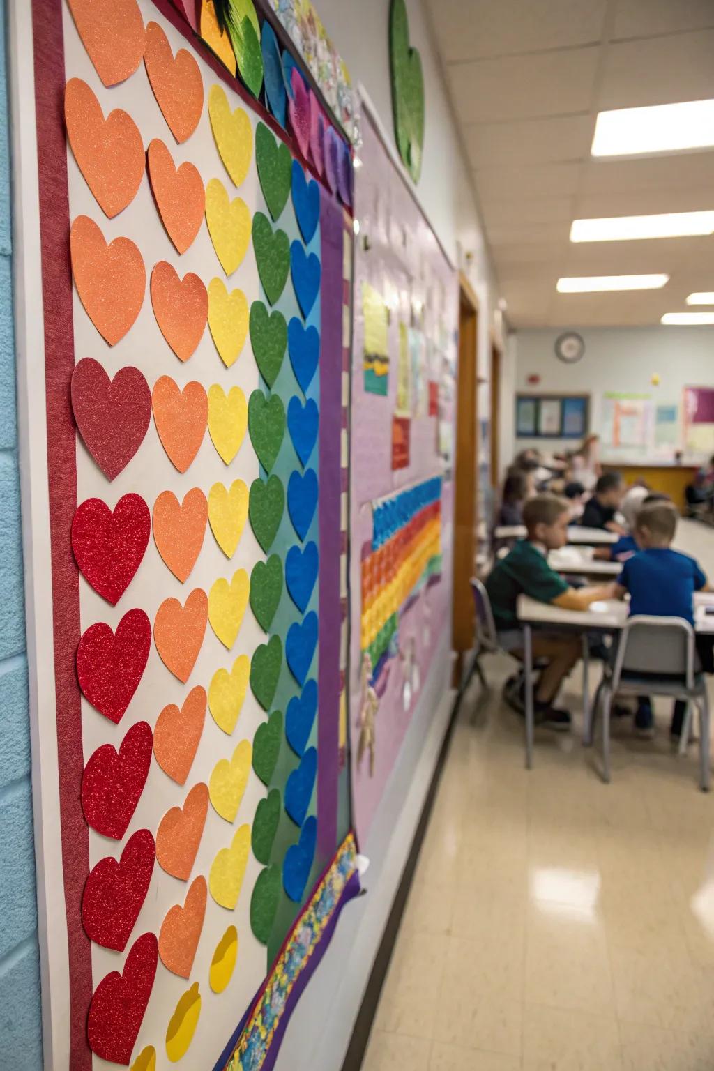 A rainbow of hearts celebrating diversity and love.