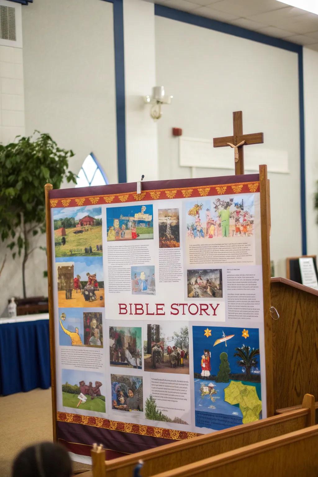 A visually engaging bulletin board that tells a biblical story.