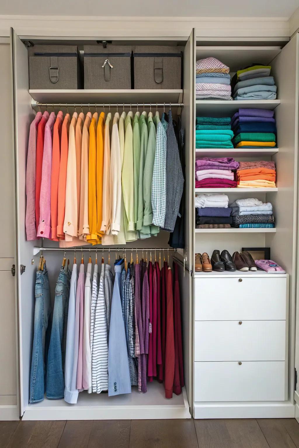 Color organization brings harmony and order to your closet.