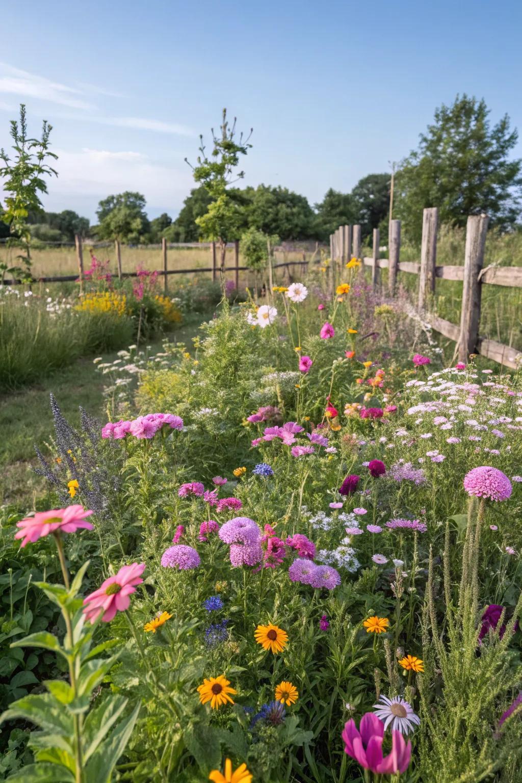 A wildflower meadow bringing untamed beauty to the garden.