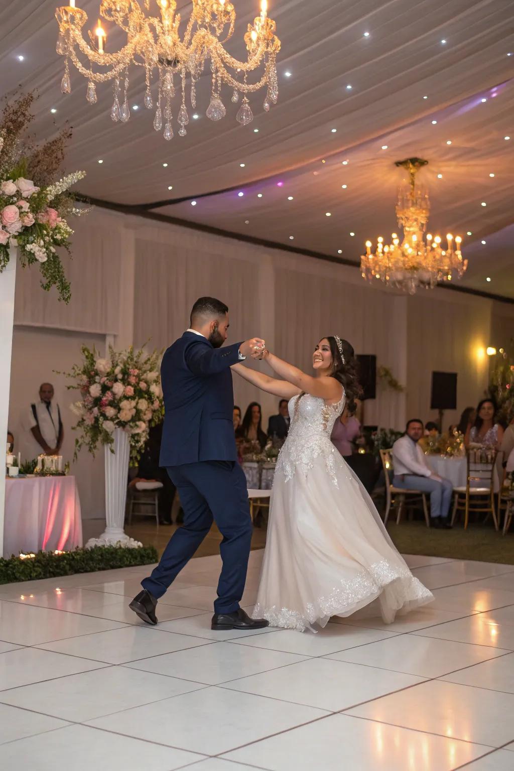 A surprise wedding dance bringing excitement to the celebration.