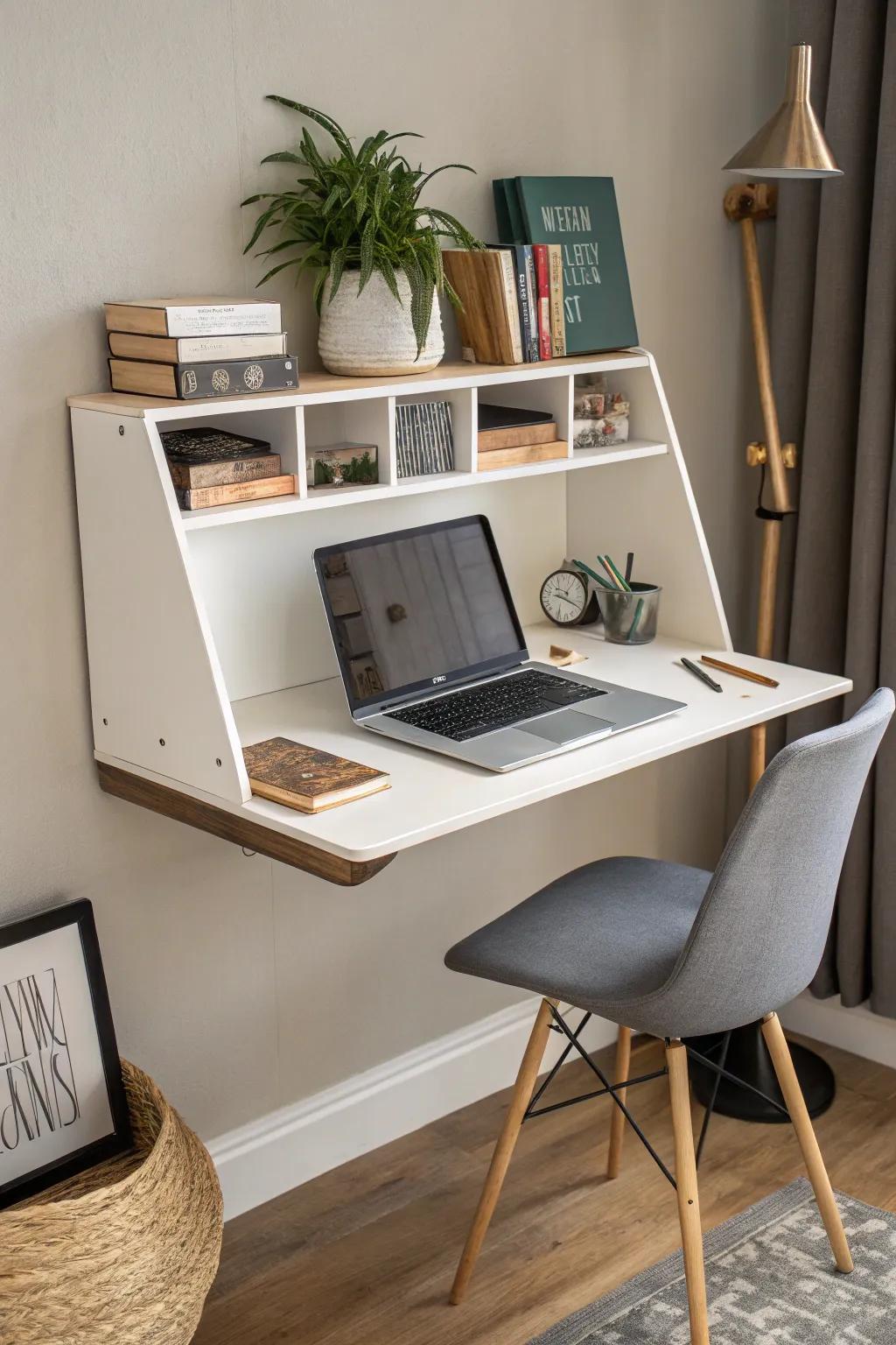 Floating desks: Elegant solutions for small spaces.