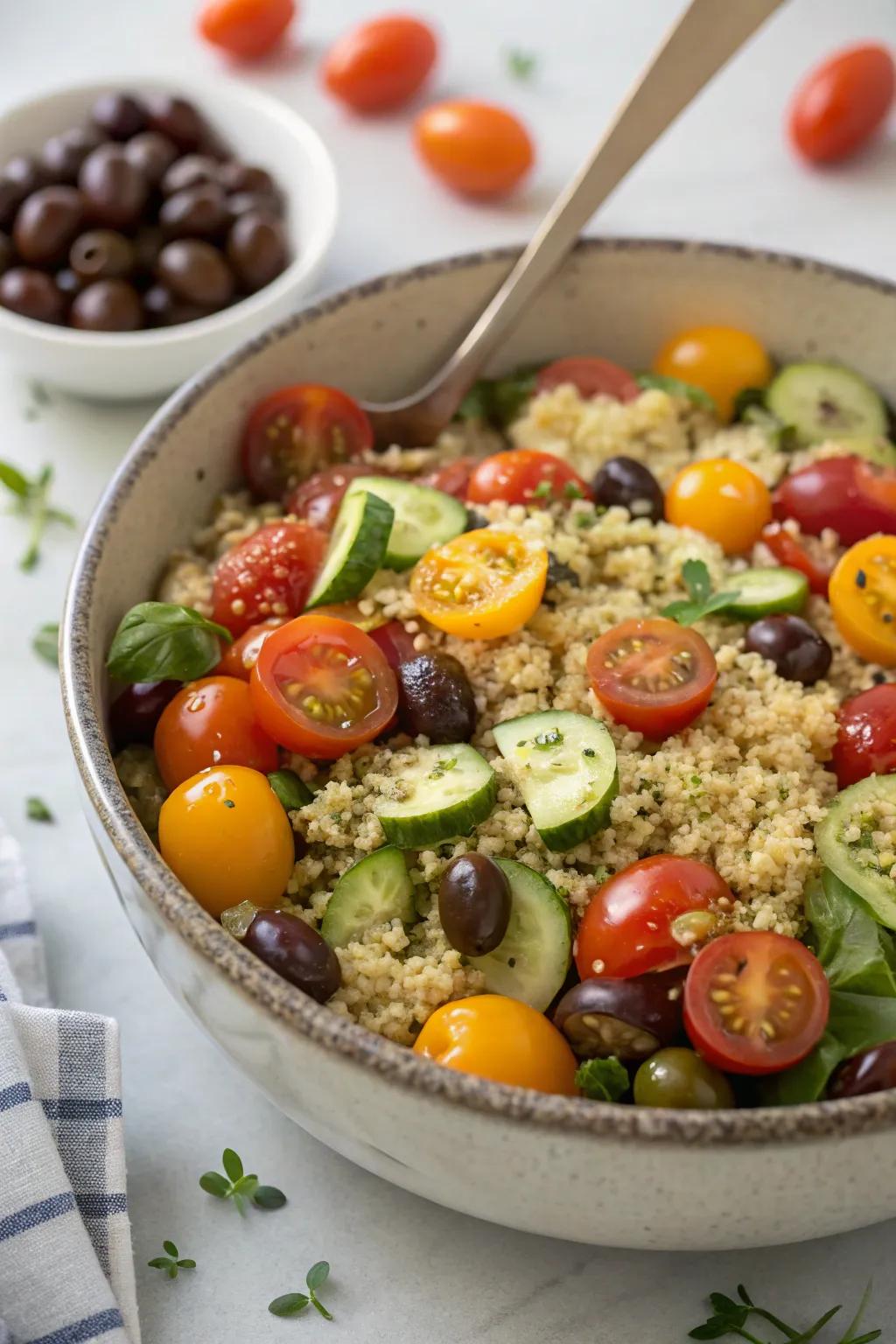 Savor the flavors of the Mediterranean with this quinoa salad.