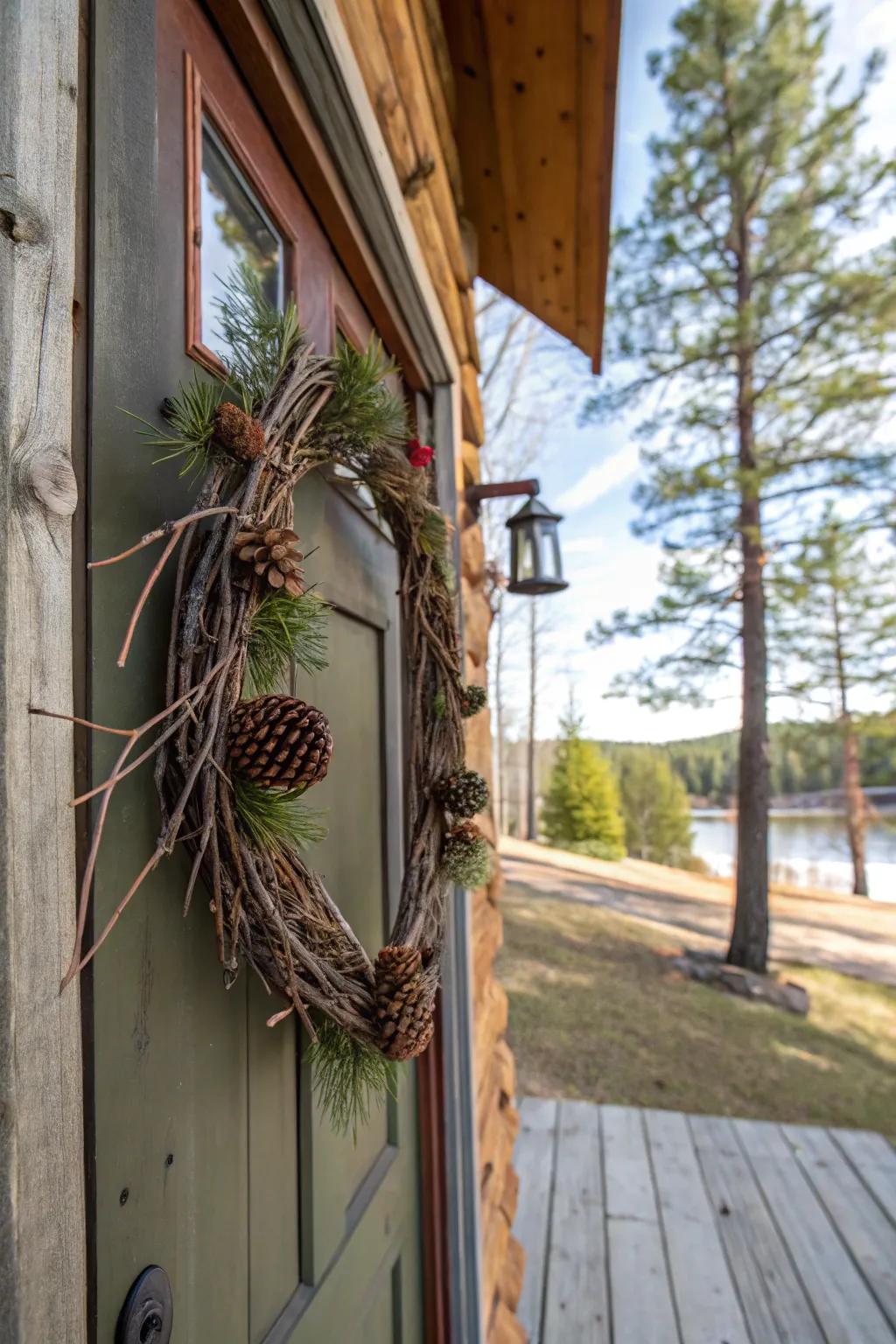 Invite nature to your doorstep with a rustic, earthy door hanger.