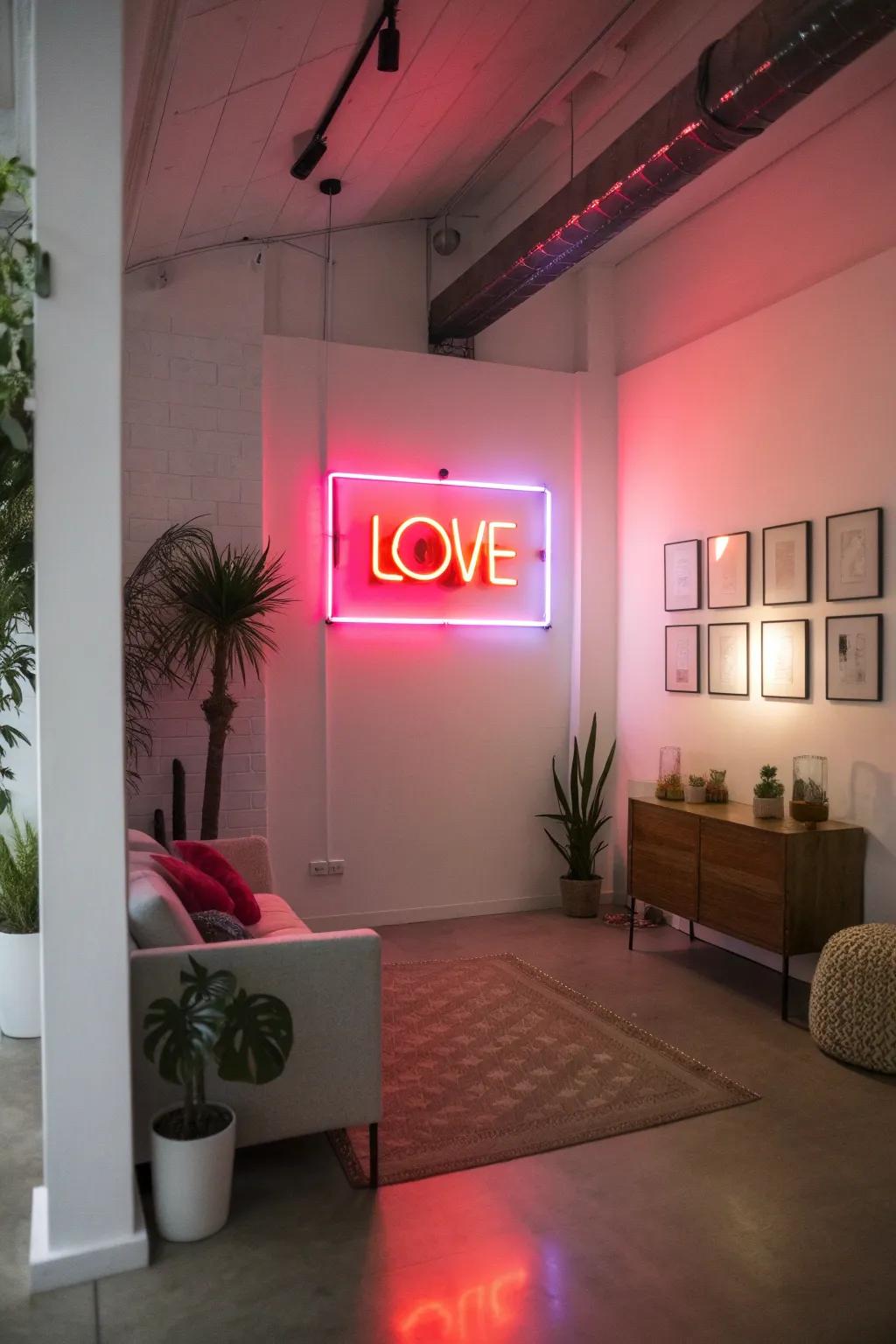 Neon signs provide bold and modern elegance.