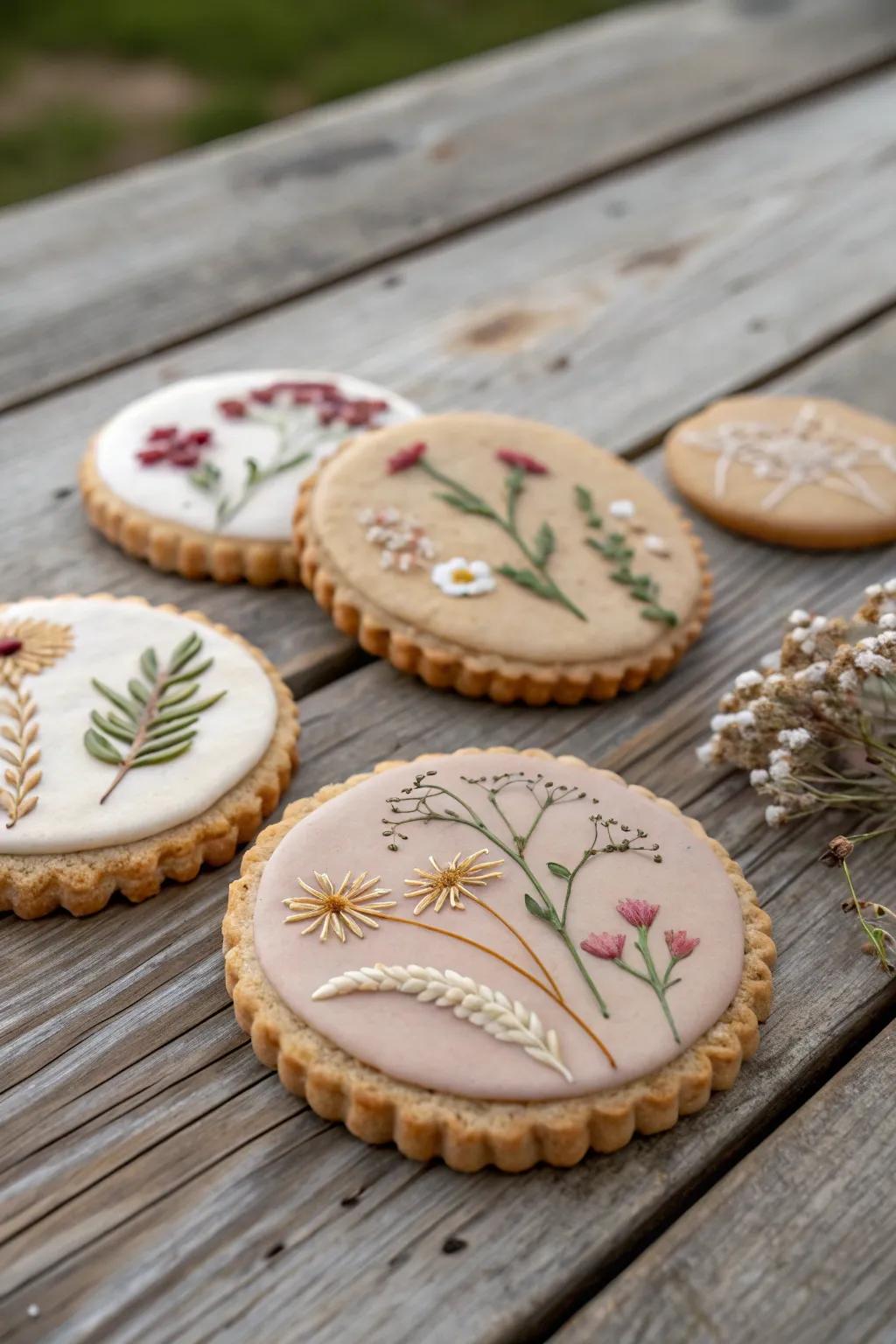 Rustic wildflower cookies for a touch of nature.