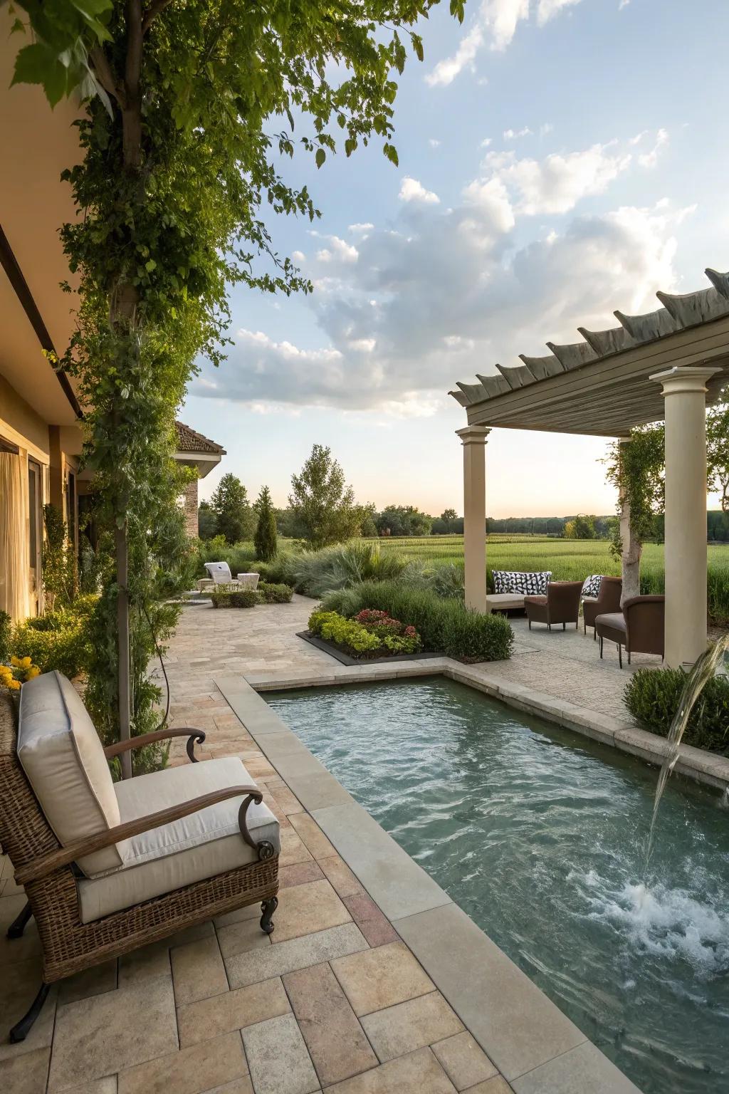 Add tranquility with a soothing water feature on your patio.