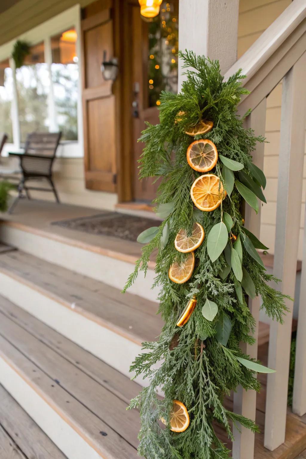 Citrus slices add color and fragrance to your garland.