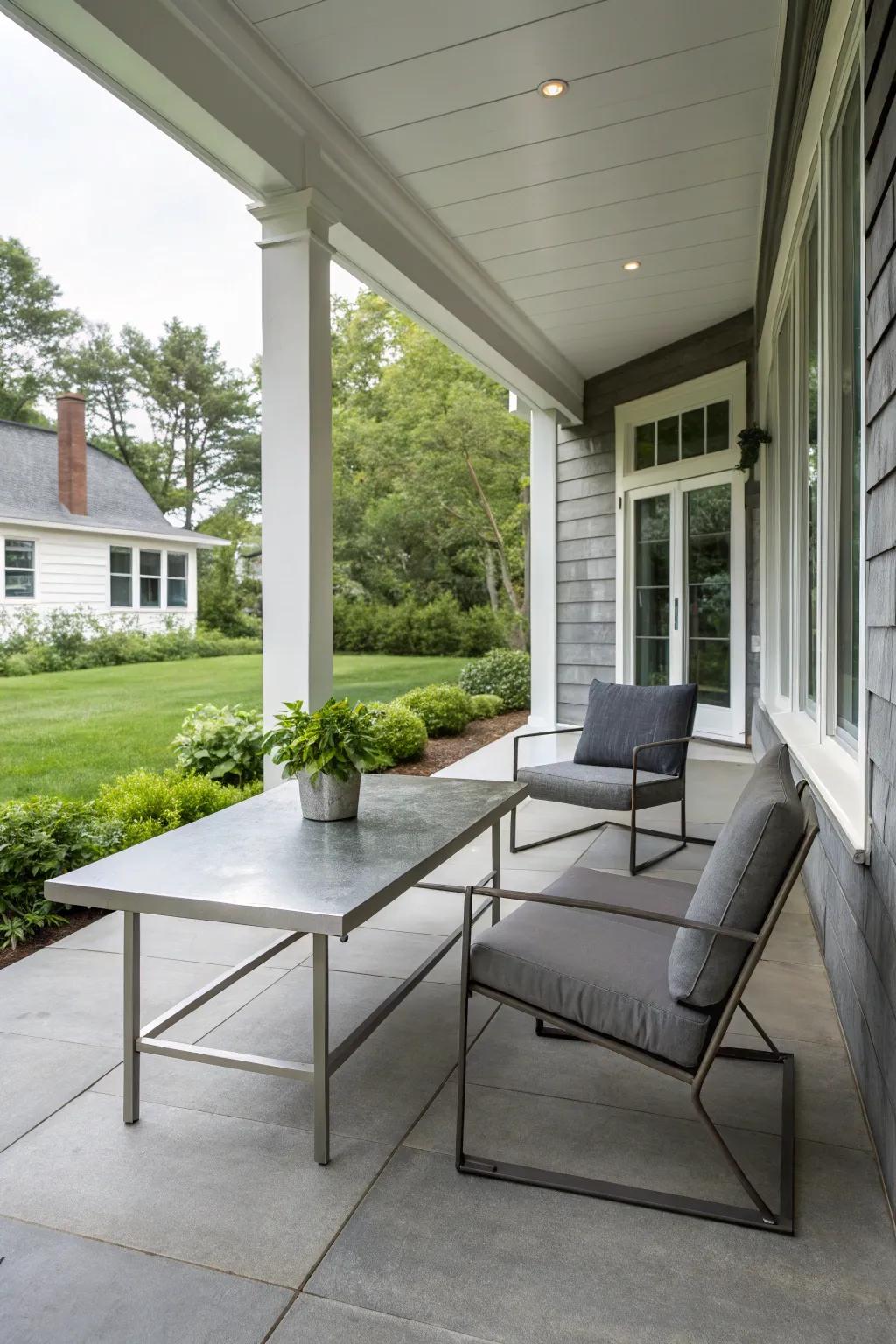 Achieve a modern look with a minimalist steel table.