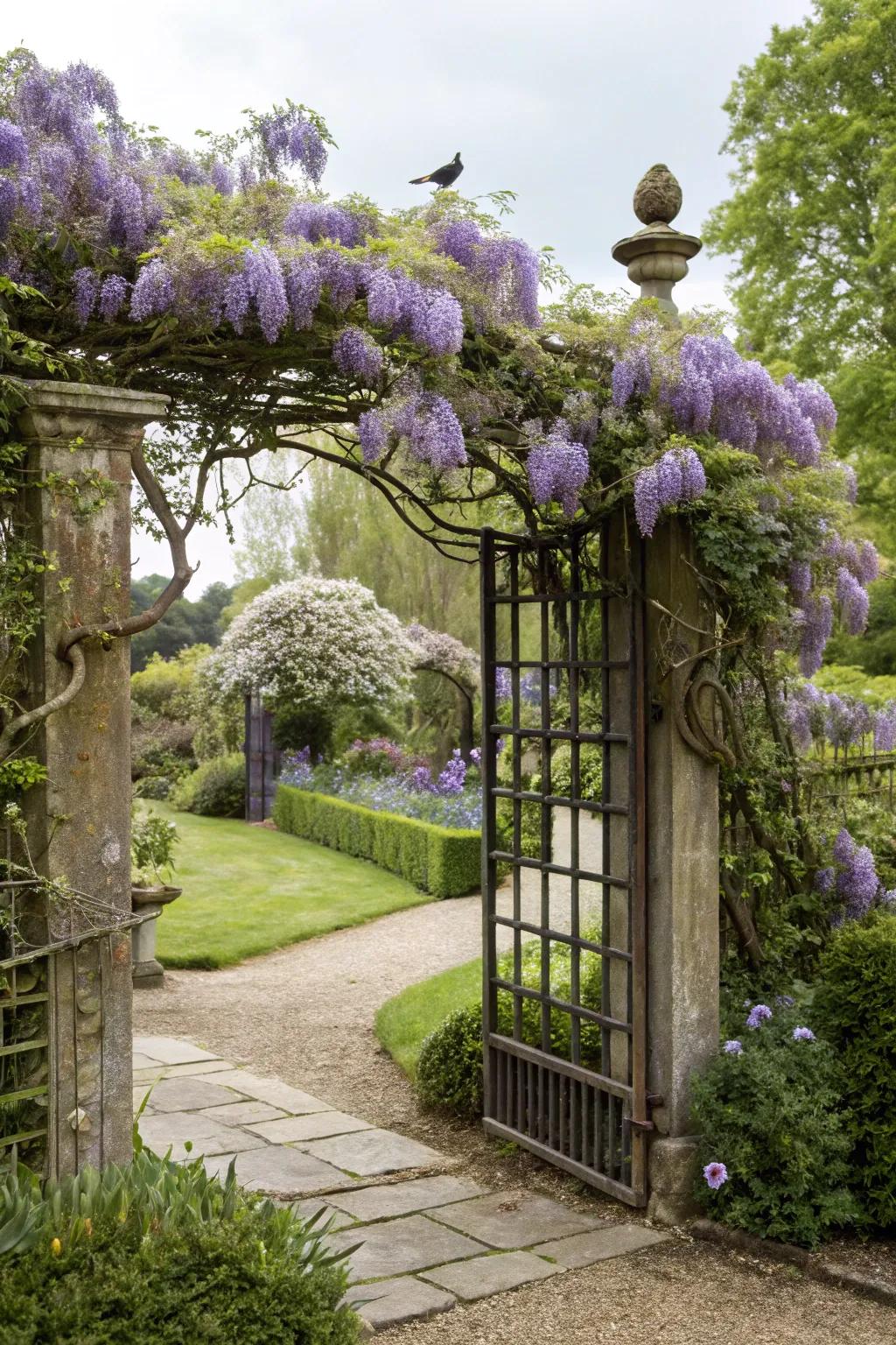 Trellis topper lets climbing plants make a statement.